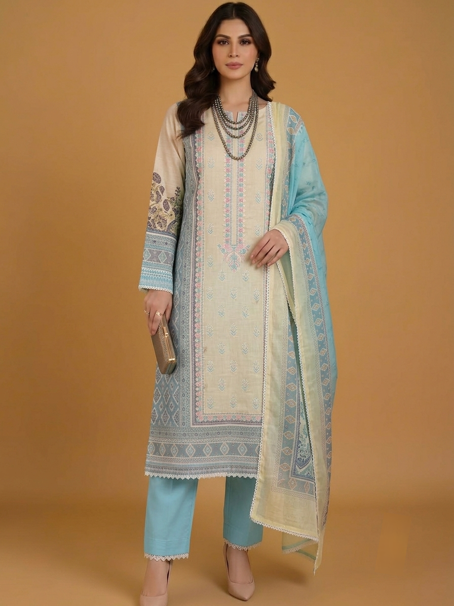Sidrat Luxury Cotton Three-Piece Suit