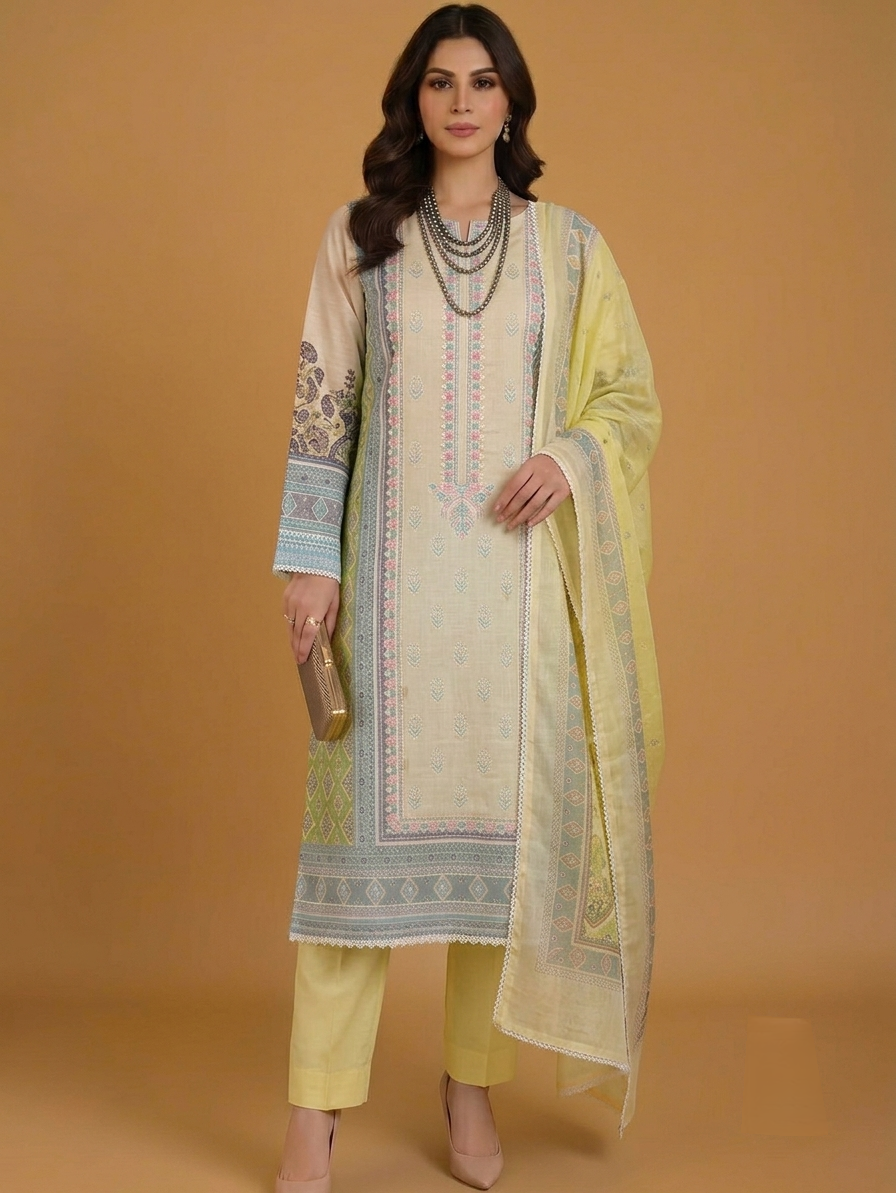 Aira Luxury Cotton Three-Piece Suit