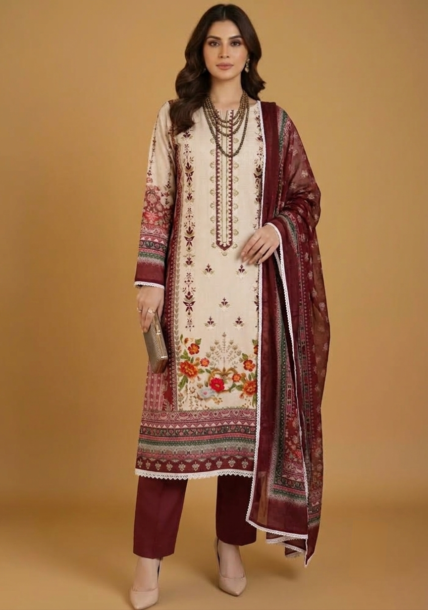 Ilham Luxury Cotton Three-Piece Suit